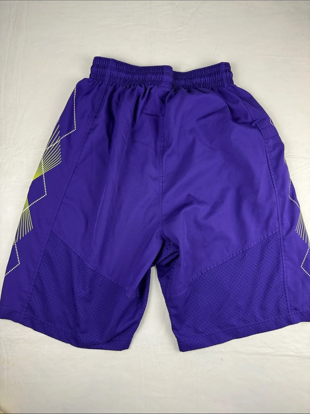Jordan Men’s Purple Basketball Shorts Neon Yellow Accents Red Jumpman Size M